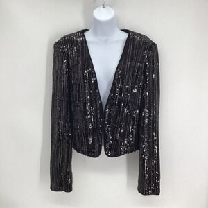 Cache Women’s Cropped Sequined Jacket Stretch Party Holiday NWT Size Large